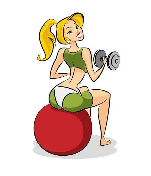 女子健身,女人健身.孤立在白色背景上的矢量图