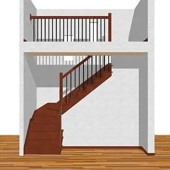 现代实木三跑楼梯草图大师模型,实木三跑楼梯sketchup模型免费下载