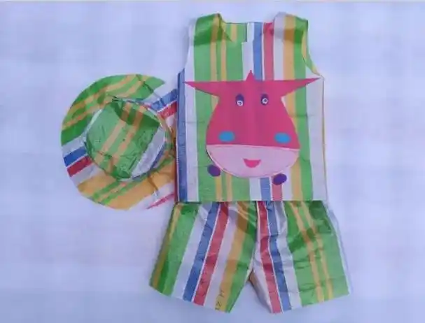 温蔓尔儿童环保时装秀衣服男童男孩幼儿园手工制作衣服亲子走秀表演出