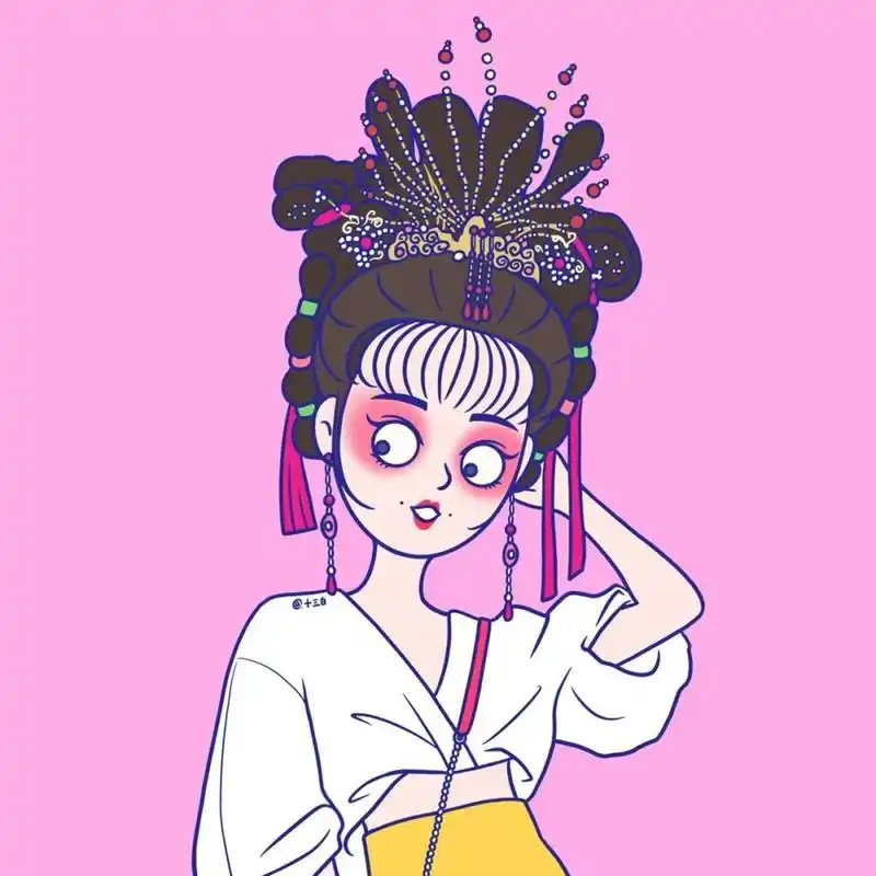 原创插画头像"戏曲女孩" 系列 眼前戏,腔缓急,一折演得淋漓.