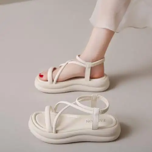 女式罗马凉鞋女2024夏季新款休闲百搭孕妇沙滩厚底凉鞋女现货批发