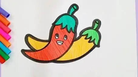 儿童简笔画 一起学画画 简笔画 辣椒简笔画教程