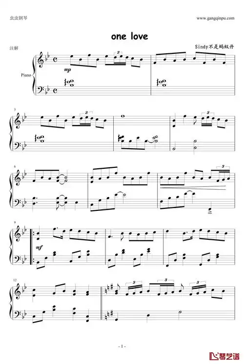 one love钢琴谱-花样男子-简谱网