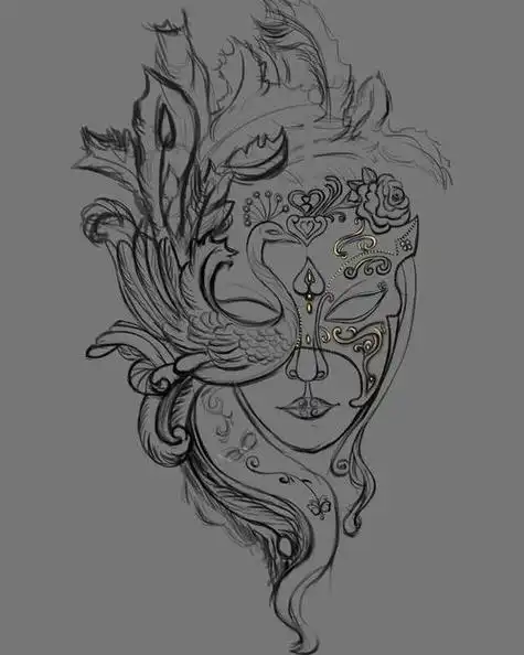 手绘面具绘画半脸面具新图案设计面具简笔画怎么画画面具面具图片万圣