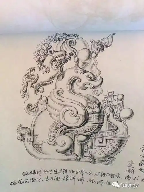 玉雕师珍藏的仿古设计图搞!太美了