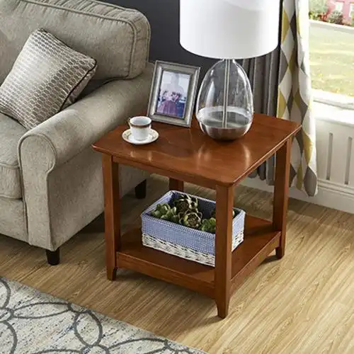 苏宁严选oloey简约沙发边几柜小桌子客厅角几实木小茶几美式家用方几