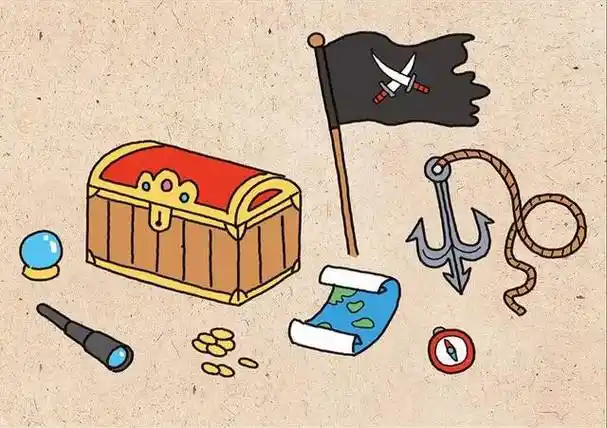 简单海盗藏宝图简笔画