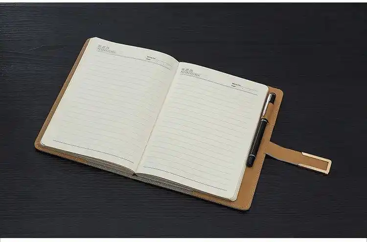 f加厚记事日记笔记本子套装内页打印logo刻字活动纪念礼品旭泽黑色