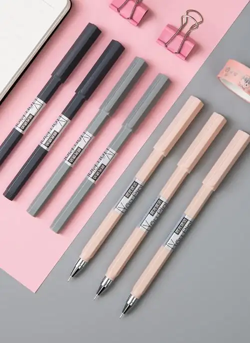 晨光mg文具优品中性笔简约小清新学生用拔盖笔中性笔笔芯黑05碳素黑色