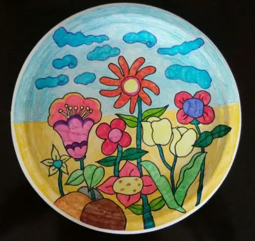 临清市实验小学美术教师画盘范作欣赏