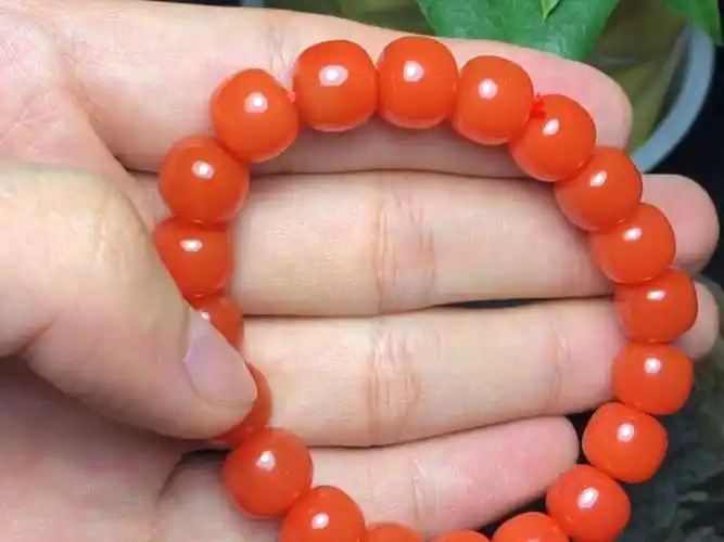 精品保山南红老型珠单圈手串!