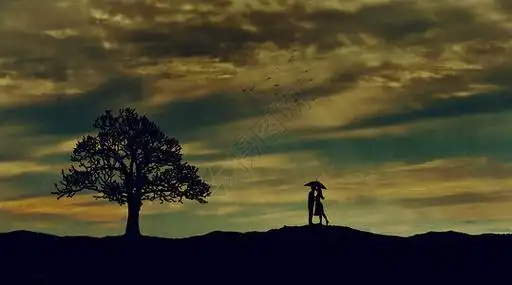 情侣浪漫牵手雨中的浪漫背景