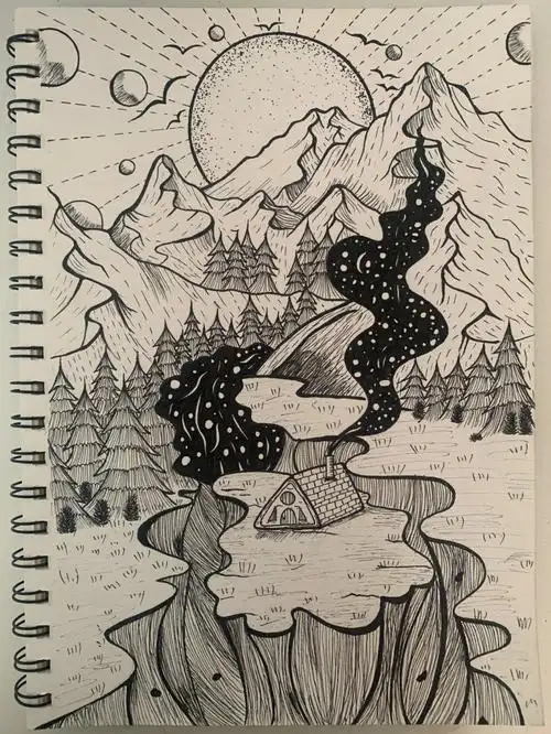 针管画临摹人间烟火浪漫星河