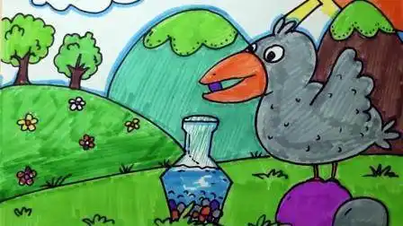 乌鸦喝水简笔画乌鸦喝水简笔画图片