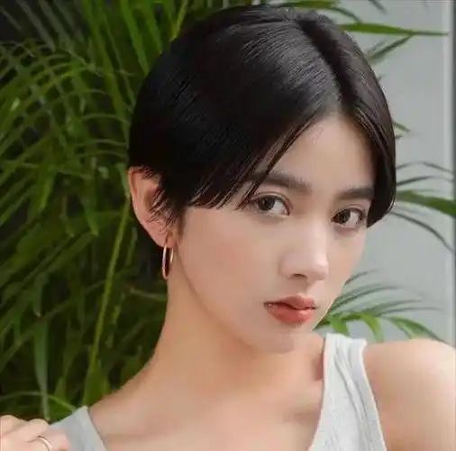 中分齐耳短发就能把脸颊遮盖住,并且还能把脸型拉长,从而达到修饰脸型