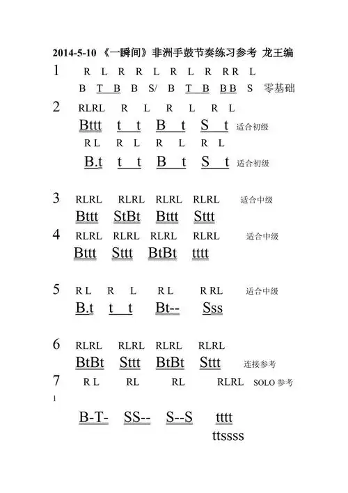 一瞬间非洲手鼓节奏型练习汇总
