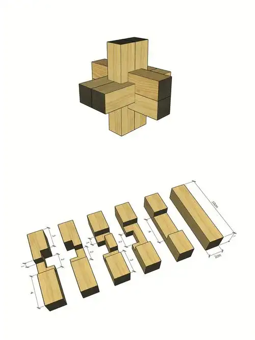 鲁班锁diy  #榫卯手工课  #益智玩具鲁班锁设计尺寸图鲁班锁组装教程