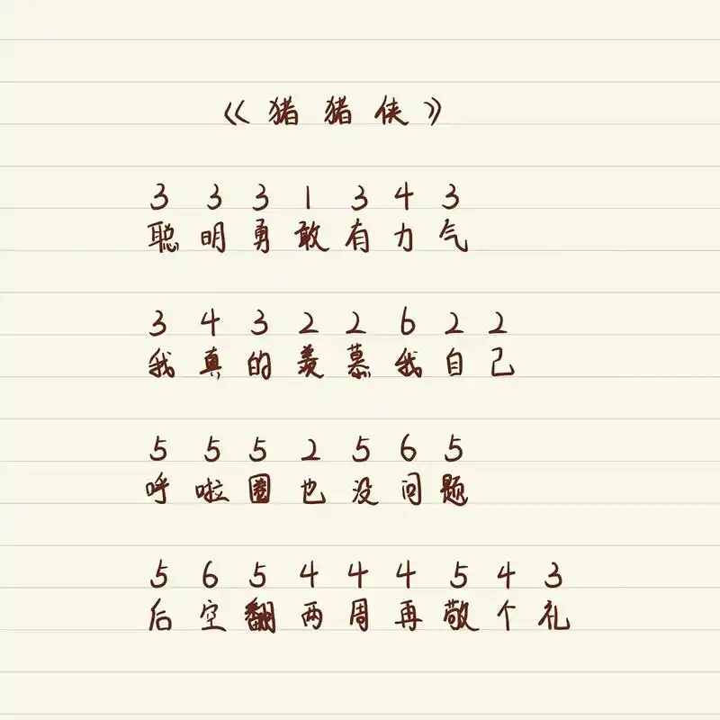 《猪猪侠》钢琴拇指琴简谱99