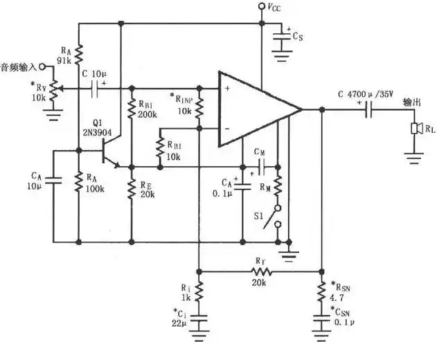 基于lm4732的音频功率放大电路图