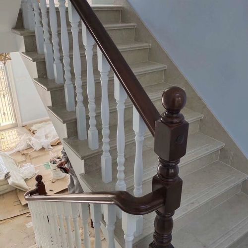 实木楼梯美国红橡木楼梯别墅实木楼梯护栏扶手踏步定制