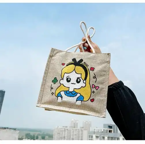 布燃 手绘麻布袋涂鸦绘画包包女2022新款帆布包彩绘diy材料手工自制单