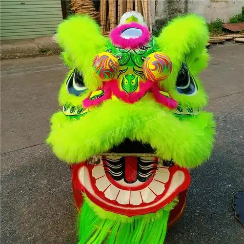 舞狮头 传统舞狮全套 南狮 醒狮 全澳洲羊毛 佛装舞狮子狮头 大红(一