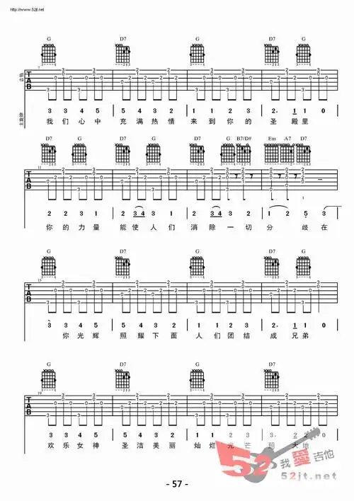 欢乐颂吉他谱 佚名-彼岸吉他 - 一站式吉他爱好者服务平台