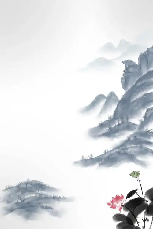 中国风古韵水墨画印刷广告, 中国风背景, 古韵, 水墨画