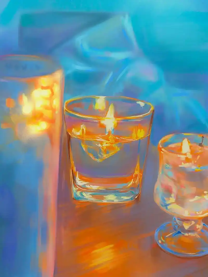 画画 #儿童画 一个玻璃制品的合集,画多了玻璃感觉只会画玻 - 兑趑