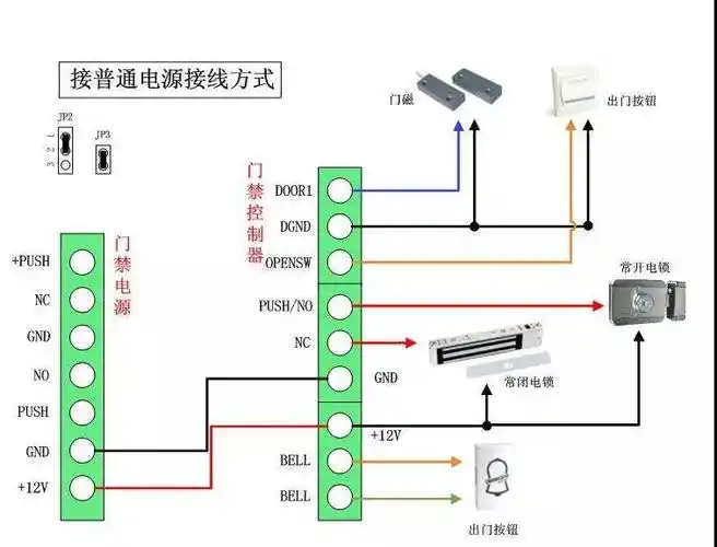 门禁电锁系统接线方式