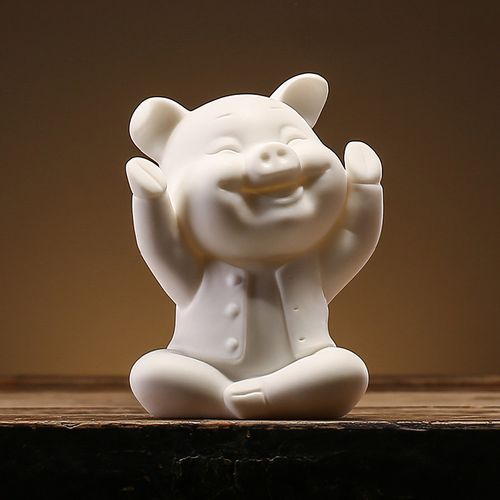 创意可爱小猪茶宠陶瓷动物茶玩家居茶台造景百搭简约装饰品摆件