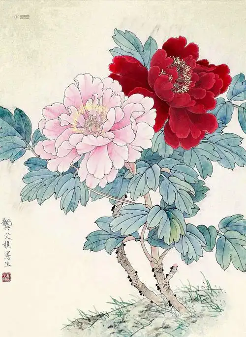 工笔画牡丹(老顽童特别制作2018.11.28图片来自网络)