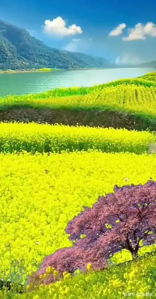 世外桃源青山绿水瀑布蓝天白云人间仙境