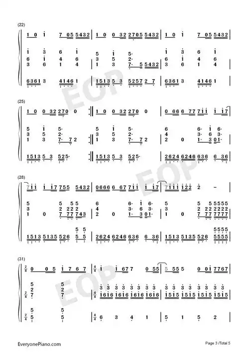 天堂的魔鬼-邓紫棋双手简谱预览3-钢琴谱文件(五线谱,双手简谱,数字谱