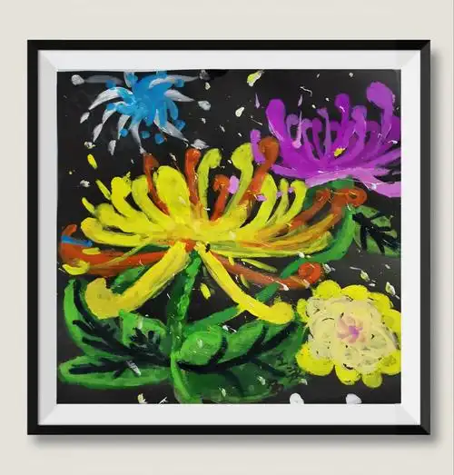 大路美术—【菊花】水粉作品