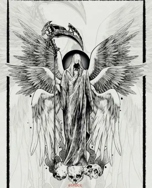 天使纹身手稿图案恶魔纹身手稿翅膀纹身素材