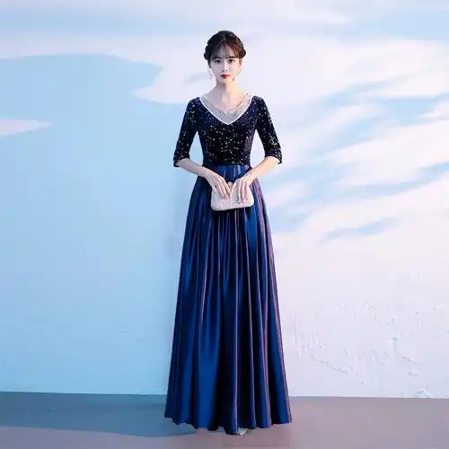 大合唱演出服女长裙音乐会诗歌朗诵表演服礼服舞台合唱团指挥服装