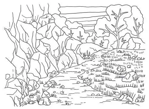 山水着色简笔画