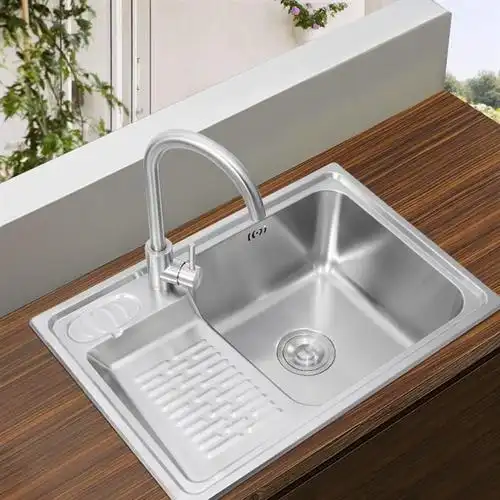 新品304不锈钢洗衣水槽带搓衣板阳台家用洗衣池台上下盆单槽加厚