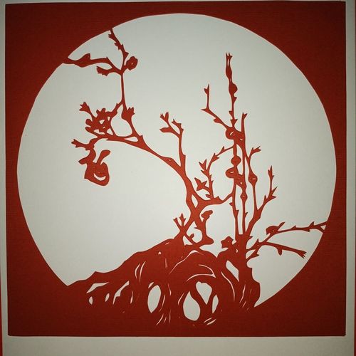 手工剪纸,梅花艺术 梅兰竹菊剪纸