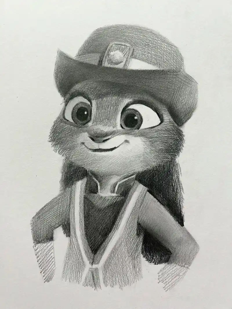 朱迪兔子警官 趣味素描 绘画步骤.不一样的素描动物9294 - 抖音