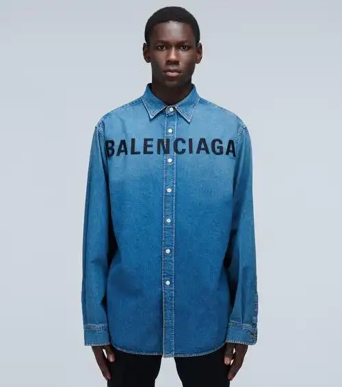 logo刺绣大廓形牛仔衬衫