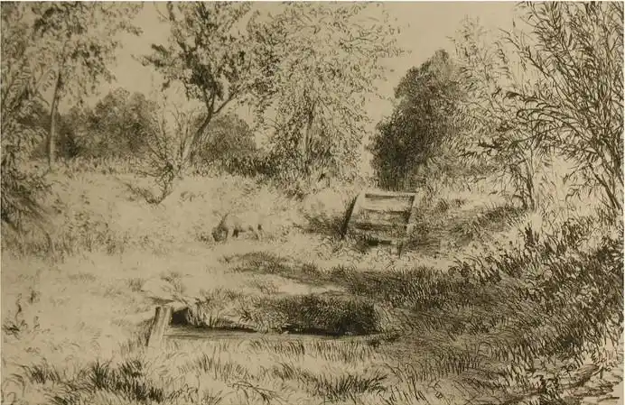 门采尔素描风景作品