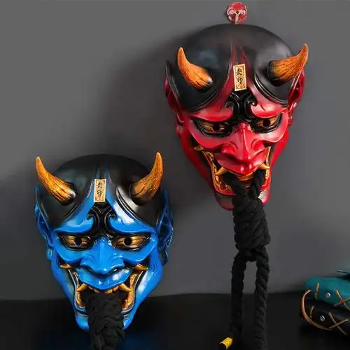 般若面具日式和风cosplay般若面具防摔树脂恐怖浮世绘挂件纹身店摆件