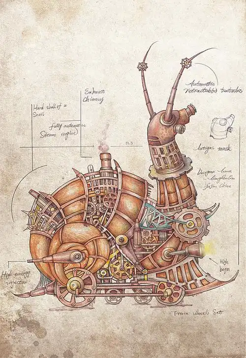 蒸汽朋克风彩色铅笔画系列 绘画步骤教程