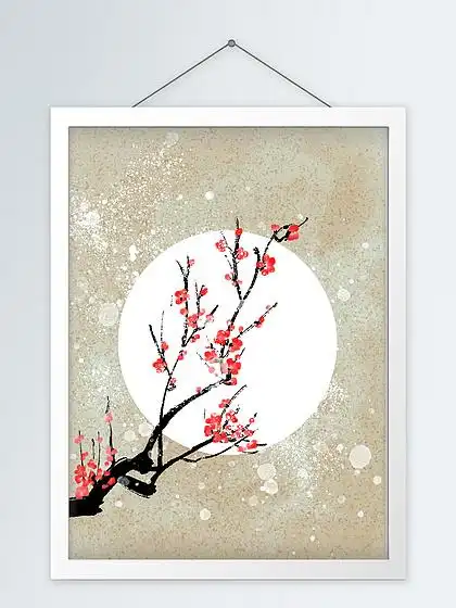 手绘中国风 i>梅 /i> i> i>花 /i> /i>装饰画