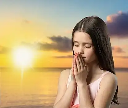 可爱,小,女孩,祈祷,背景