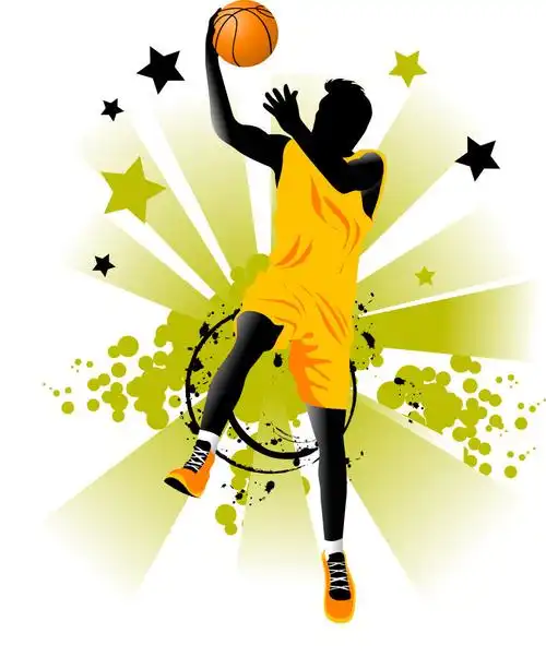 插图图片素材-矢量打篮球剪影插画素材-eps图片格式-mac天空素材下载