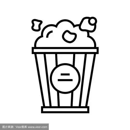 pop corn line icon, concept sign, outline vector插图,linear
