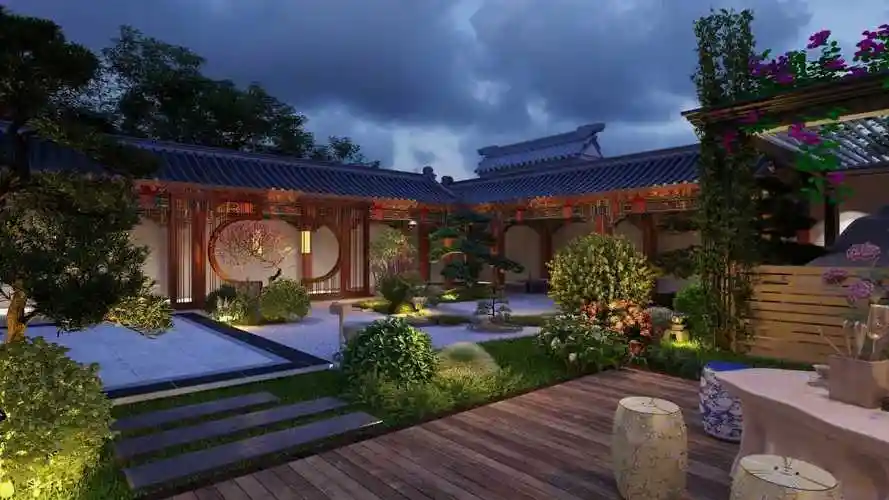 农家乐院子设计效果图_农村_游客_设施